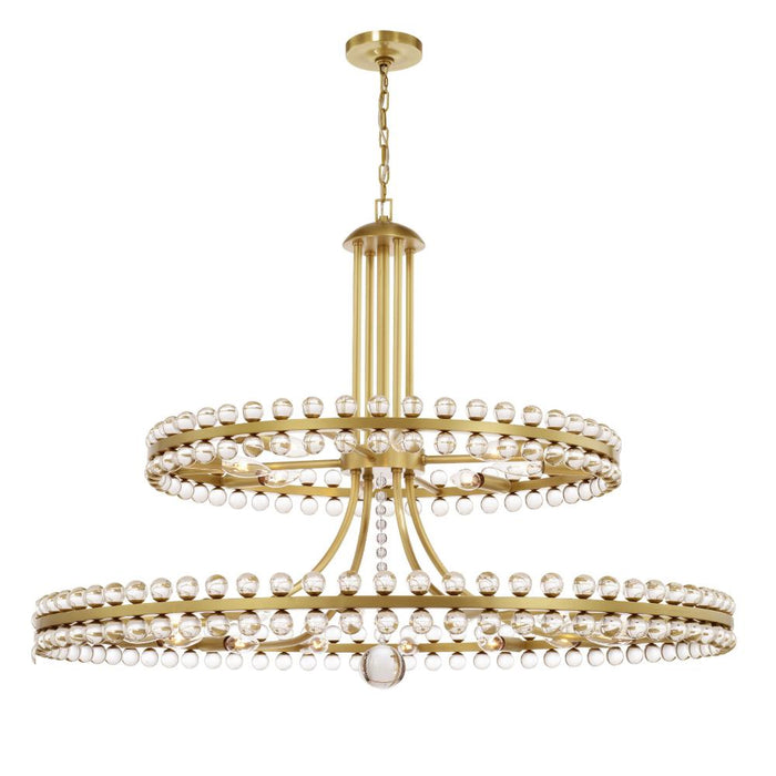Clover 24 Light Aged Brass Two-tier Chandelier | CLO-8890-AG
