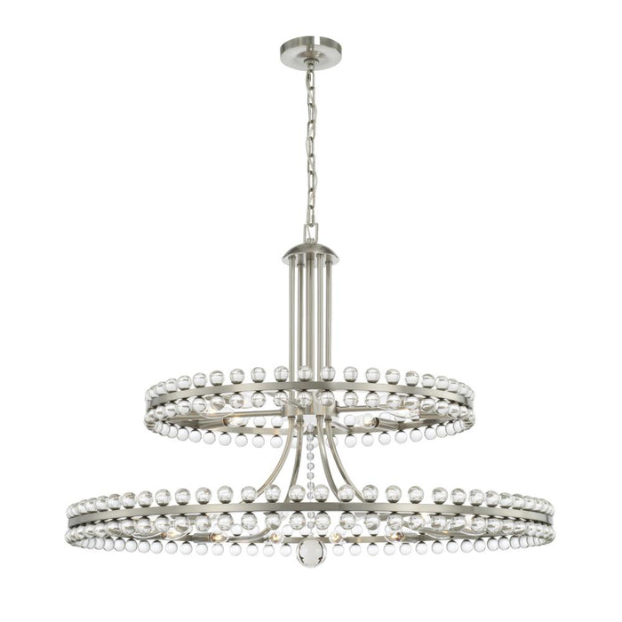 Crystorama Clover 24 Light Brushed Nickel Two Tier Chandelier