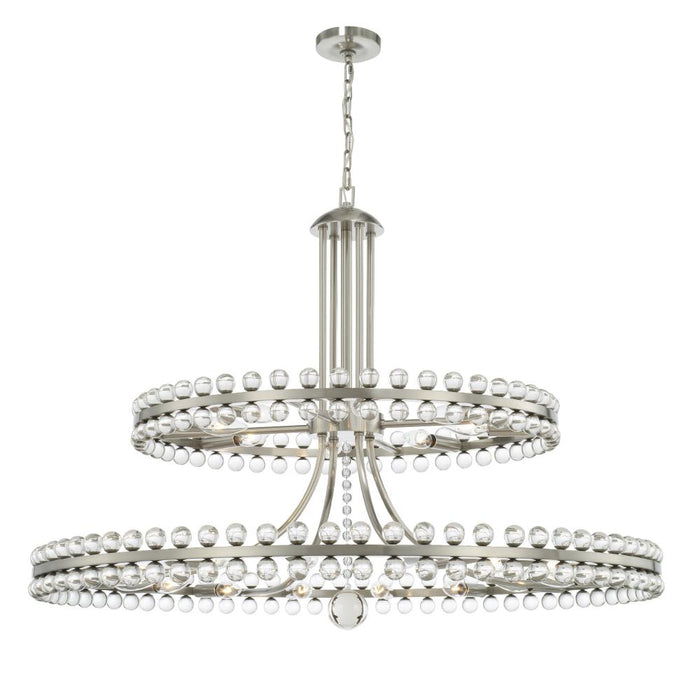 Crystorama Clover 24 Light Brushed Nickel Two Tier Chandelier