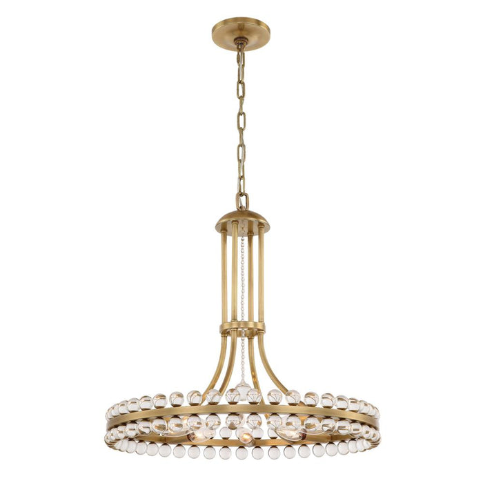 Crystorama Clover 8 Light Aged Brass Chandelier