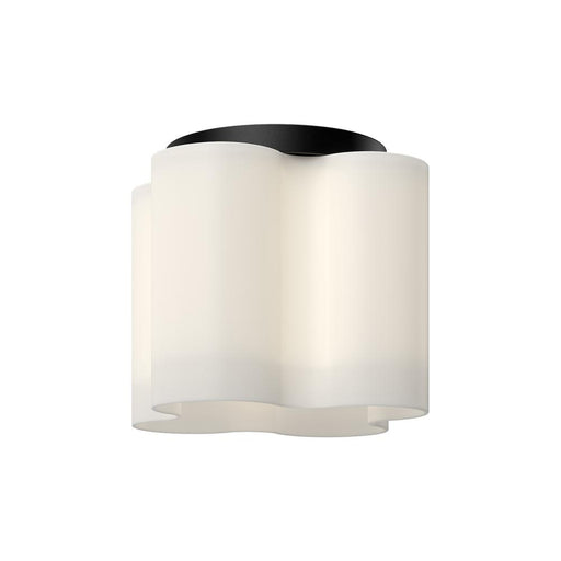 Clover 9-in Black/opal Glass Led Flush Mount | FM54809-BK/OP