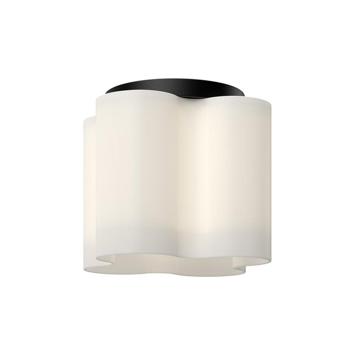 Clover 9-in Black/opal Glass Led Flush Mount | FM54809-BK/OP