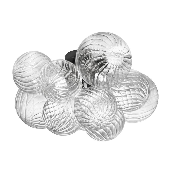 3 Light  Flush Mount, Mb W/ Clr Spiral Glass | CLZ-143FH-MB