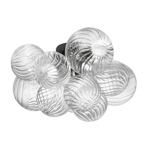  3 Light  Flush Mount, Mb W/ Clr Spiral Glass | CLZ-143FH-MB