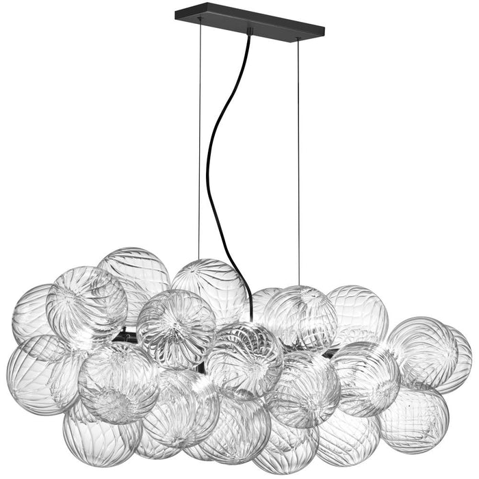 10 Light Horiz Pendant, Mb W/clr Spiral Glass | CLZ-418HP-MB