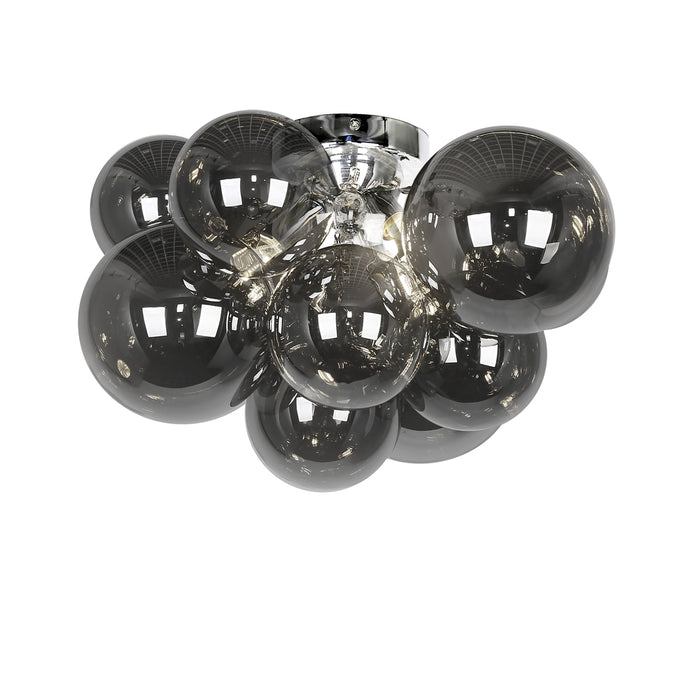 Dainolite 3 Lights Flush Mount, PC w/ Smoked Glass