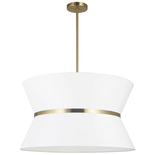 Dainolite 4 Lights Incand Chandelier, AGB w/ GLD ring, WH Shade