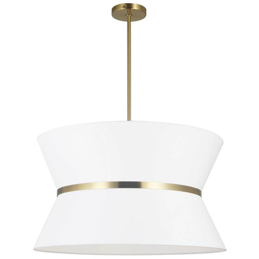  4 Light  Incand Chandelier, Agb W/ Gld Ring, Wh Shade | CTN-244C-AGB-790