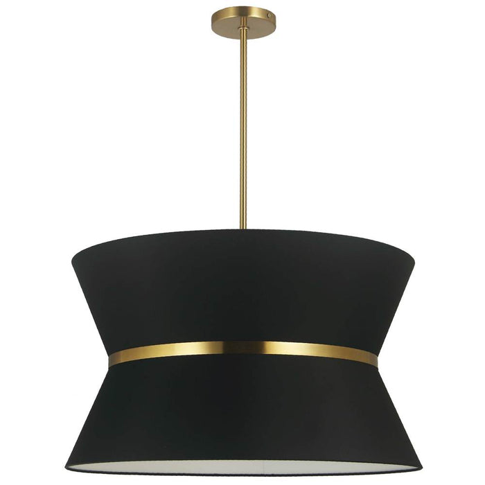  4 Light  Incand Chandelier, Agb W/ Gld Ring, Bk Shade | CTN-244C-AGB-797