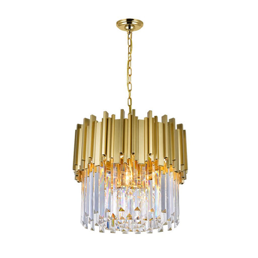 CWI Lighting Deco 4 Light Down Chandelier With Medallion Gold Finish