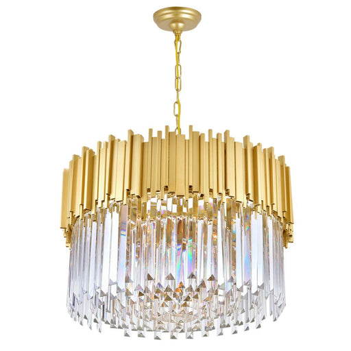 CWI Lighting Deco 7 Light Down Chandelier With Medallion Gold Finish