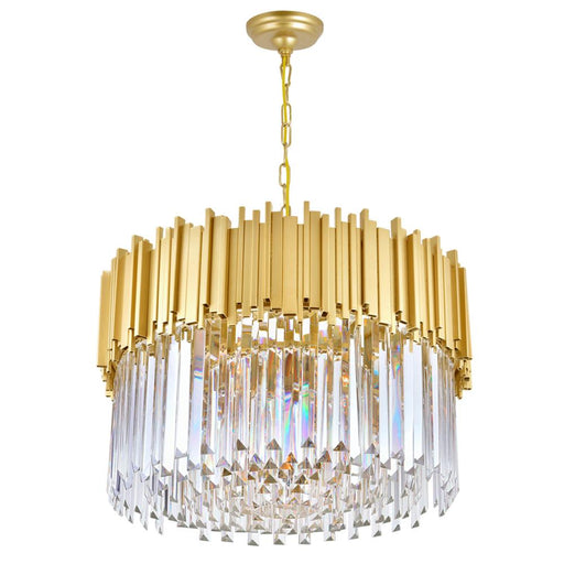 Deco 7 Light Down Chandelier With Medallion Gold Finish | 1112P24-7-169
