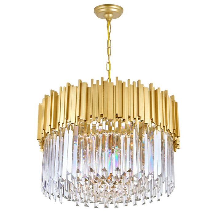 Deco 7 Light Down Chandelier With Medallion Gold Finish | 1112P24-7-169