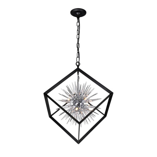 Starburst 6 Light Chandelier With Chrome & Black Finish | 1178P22-6-601