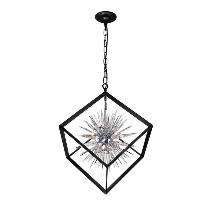 Starburst 6 Light Chandelier With Chrome & Black Finish | 1178P22-6-601