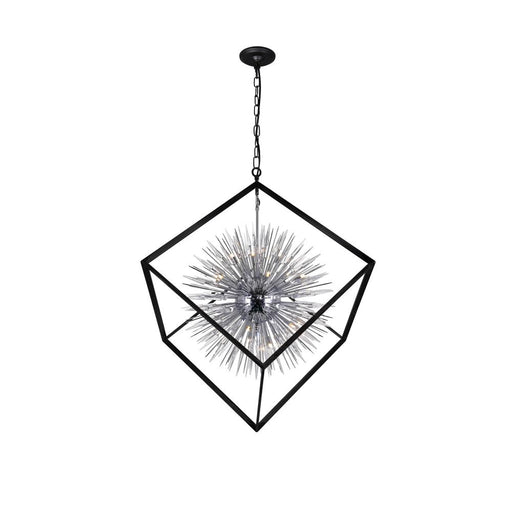 Starburst 20 Light Chandelier With Chrome & Black Finish | 1178P44-20-601