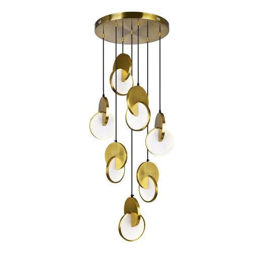 CWI Lighting Tranche LED Pendant With Brushed Brass Finish