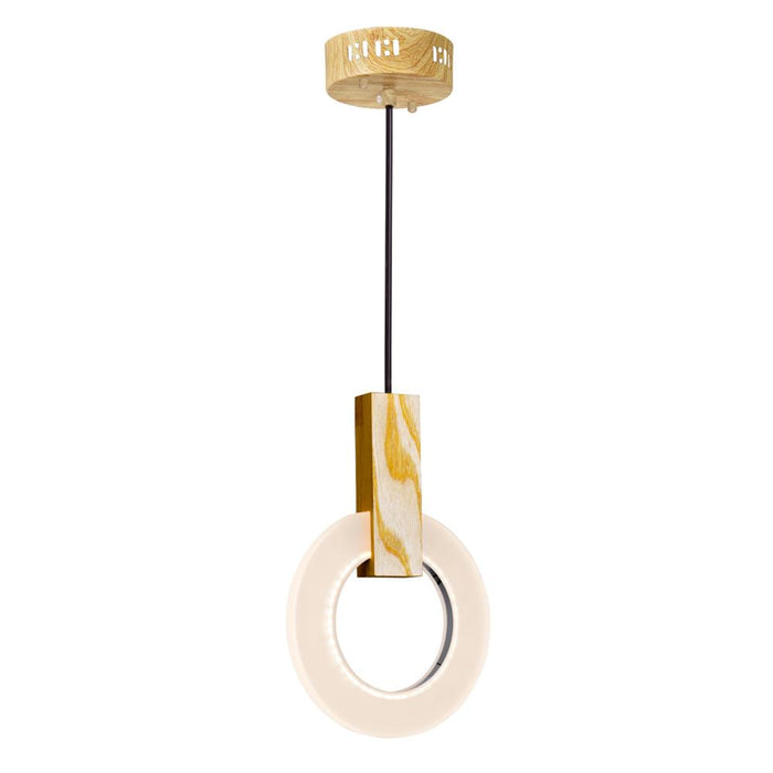 CWI Lighting Anello LED Mini Pendant With White Oak Finish