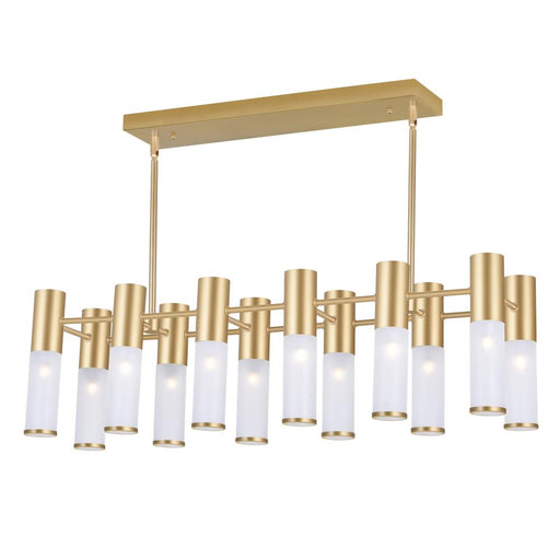 CWI Lighting Pipes 12 Light Island/Pool Table Chandelier With Sun Gold Finish