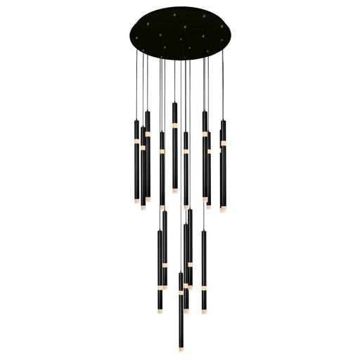 CWI Lighting Flute 16 Light LED Chandelier With Black Finish