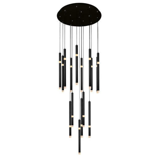 Flute 16 Light Led Chandelier With Black Finish | 1262P24-16-101