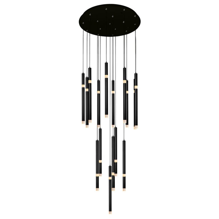 Flute 16 Light Led Chandelier With Black Finish | 1262P24-16-101