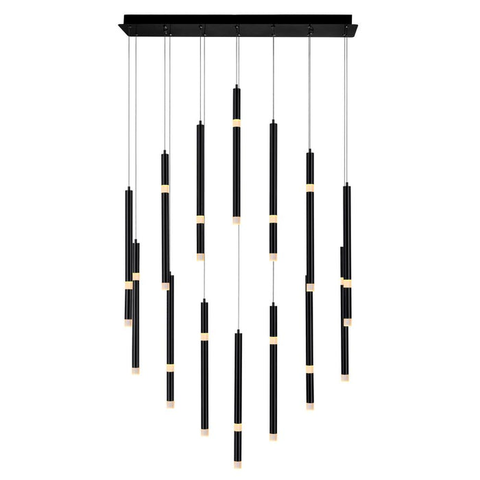 Flute 14 Light Led Chandelier With Black Finish | 1262P32-14-101
