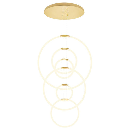 Hoops 6 Light Led Chandelier With Satin Gold Finish | 1273P35-6-602-R