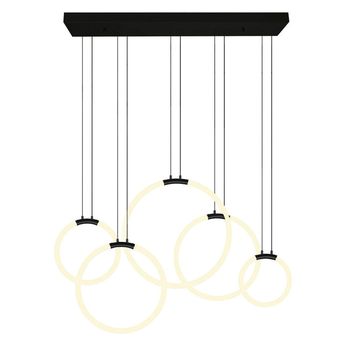Hoops 5 Light Led Chandelier With Black Finish | 1273P44-5-101-RC