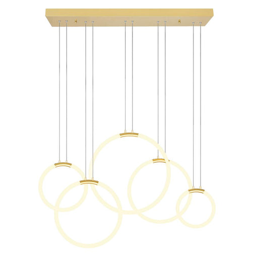 CWI Lighting Hoops 5 Light LED Chandelier With Satin Gold Finish