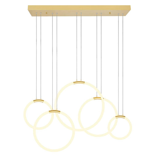Hoops 5 Light Led Chandelier With Satin Gold Finish | 1273P44-5-602-RC