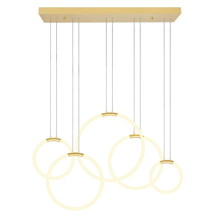 Hoops 5 Light Led Chandelier With Satin Gold Finish | 1273P44-5-602-RC