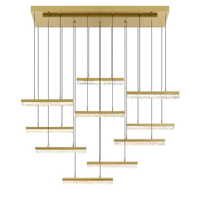 CWI Lighting Stagger Integrated LED Brass Chandelier