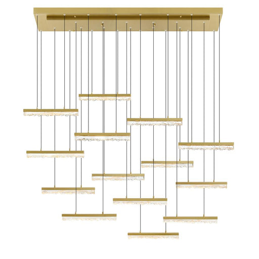 CWI Lighting Stagger Integrated LED Brass Chandelier