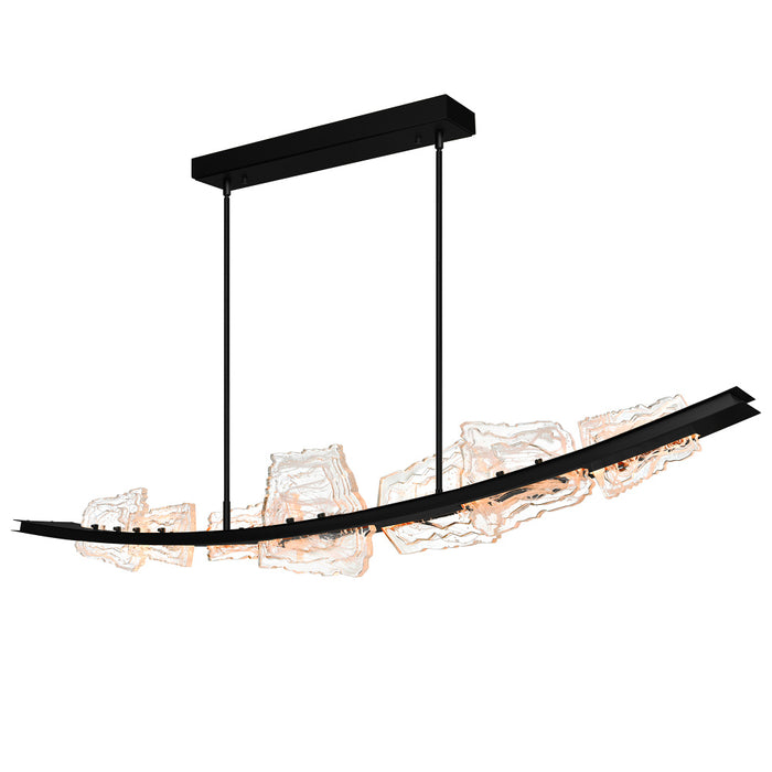 Arcus Integrated Led 70in Black Chandelier With Handcrafted Glass | 1711P70-7-101
