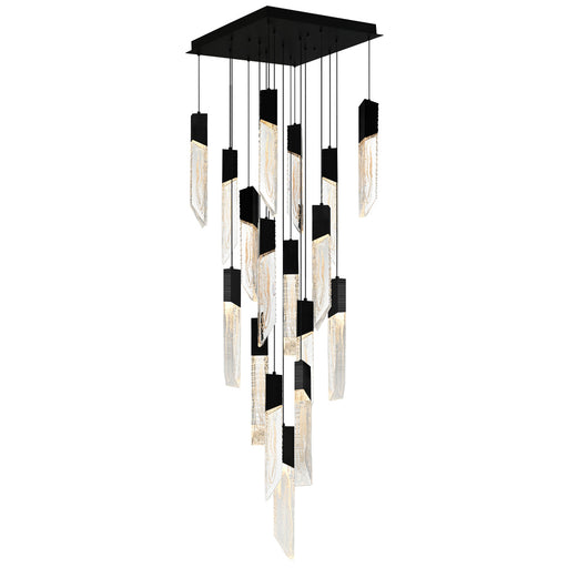 Petra Integrated Led 24in Black Chandelier With Handcrafted Glass | 1723P24-17-101