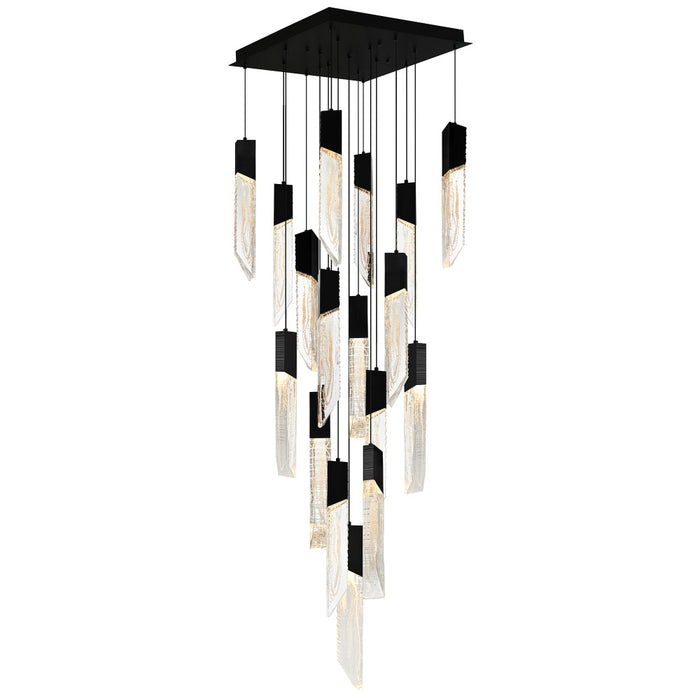 Petra Integrated Led 24in Black Chandelier With Handcrafted Glass | 1723P24-17-101