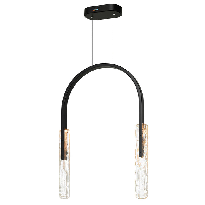 Curva Integrated Led 22in Black Chandelier With Handcrafted Glass | 1725P22-2-101