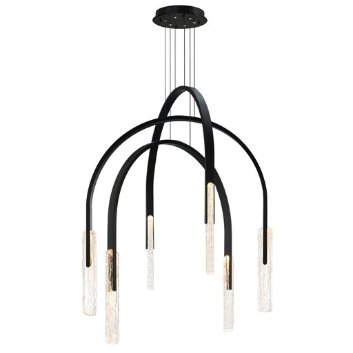 Curva Integrated Led 38in Black Chandelier With Handcrafted Glass | 1725P38-6-101