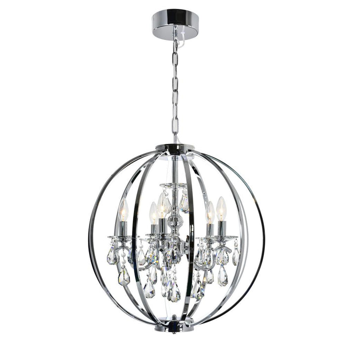 Abia 5 Light Up Chandelier With Chrome Finish | 5025P22C-5