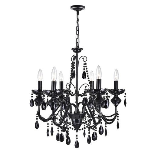 CWI Lighting Keen 6 Light Up Chandelier With Black Finish