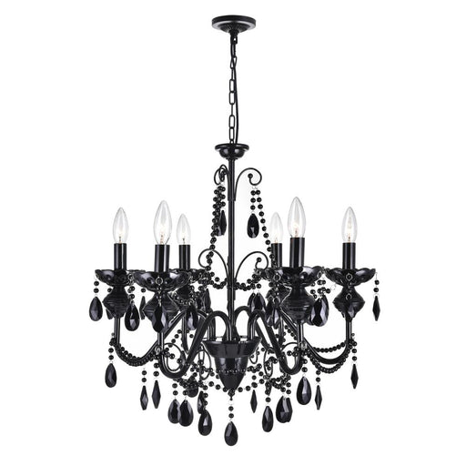 Keen 6 Light Up Chandelier With Black Finish | 5095P22B-6