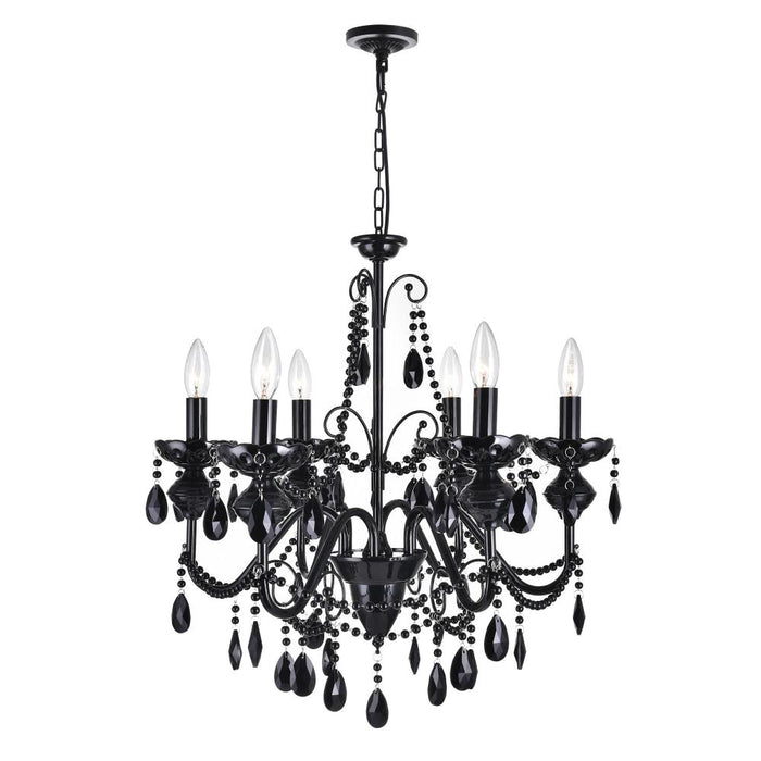 Keen 6 Light Up Chandelier With Black Finish | 5095P22B-6