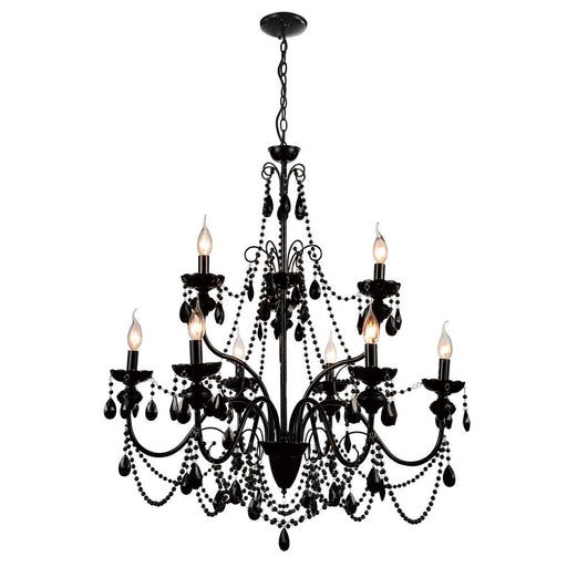 Keen 9 Light Up Chandelier With Black Finish | 5095P32B-9