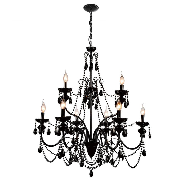Keen 9 Light Up Chandelier With Black Finish | 5095P32B-9