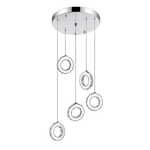 CWI Lighting Ring LED Multi Light Pendant With Chrome Finish