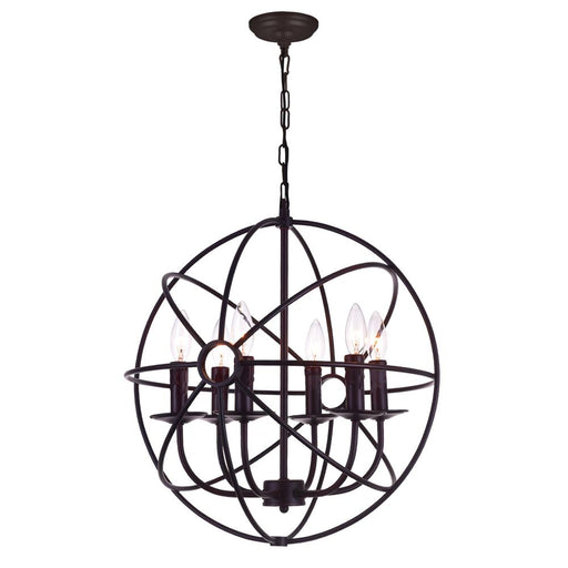 CWI Lighting Arza 6 Light Up Chandelier With Brown Finish