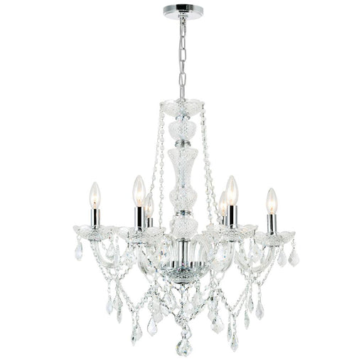 CWI Lighting Princeton 6 Light Down Chandelier With Chrome Finish