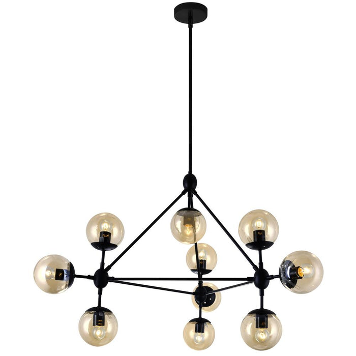 CWI Lighting Glow 10 Light Chandelier With Black Finish