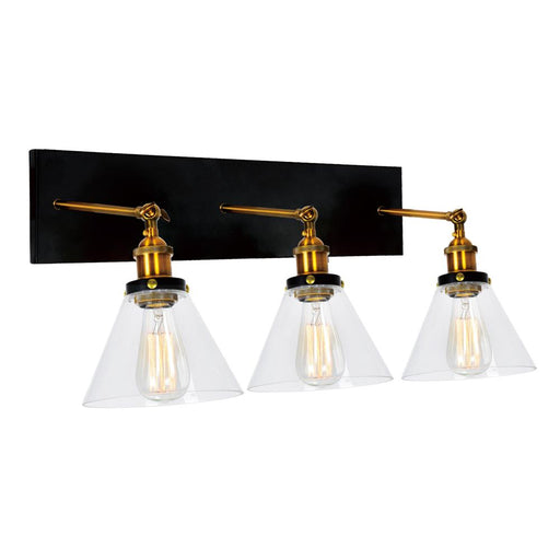 CWI Lighting Eustis 3 Light Wall Sconce With Black & Gold Brass Finish